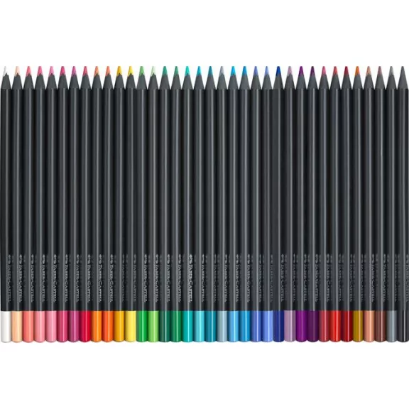 Színes ceruza készlet, háromszögletű, FABER-CASTELL "Black Edition",  36 különböző szín