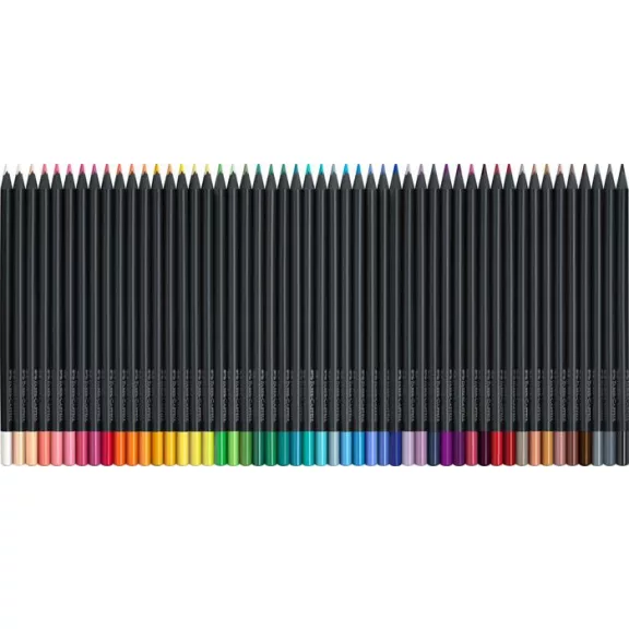 Színes ceruza készlet, háromszögletű, FABER-CASTELL "Black Edition",  50 különböző szín