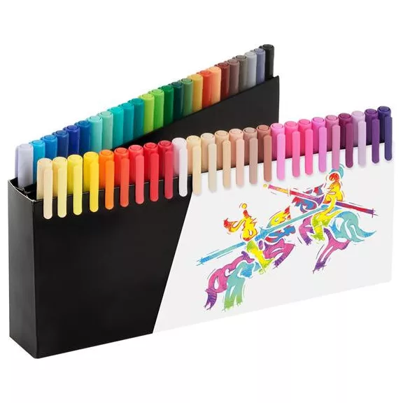 Ecsetirón készlet, tartóval, FABER-CASTELL "Black Edition", 50 különböző szín