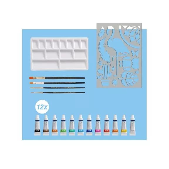 Akvarell festékkészlet, tubusos, kiegészítőkkel, FABER-CASTELL "Creative Studio", 12 különböző szín