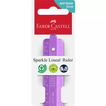   Vonalzó, műanyag, törhetetlen, 15 cm, FABER-CASTELL "Sparkle", vegyes színek