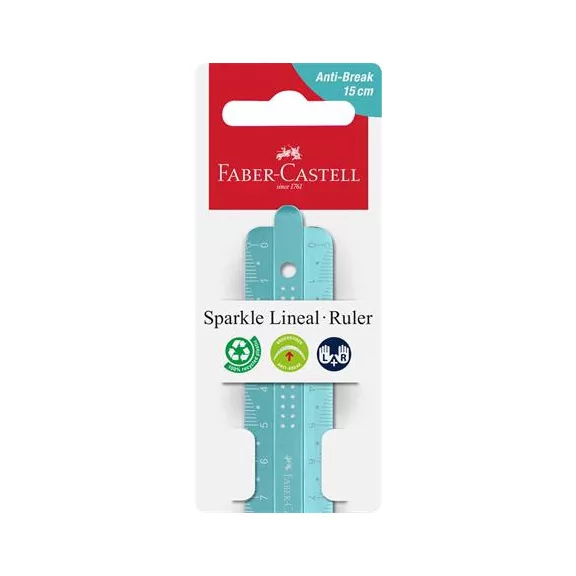 Vonalzó, műanyag, törhetetlen, 15 cm, FABER-CASTELL "Sparkle", vegyes színek