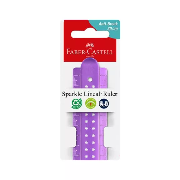 Vonalzó, műanyag, törhetetlen, 30 cm, FABER-CASTELL "Sparkle", vegyes színek