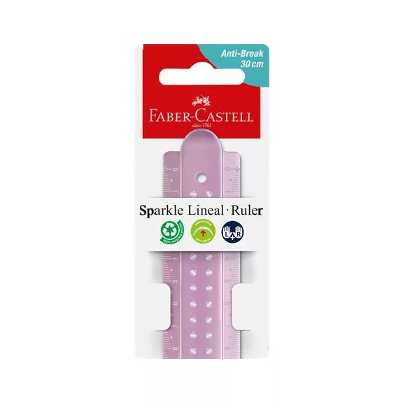 Vonalzó, műanyag, törhetetlen, 30 cm, FABER-CASTELL "Sparkle", vegyes színek