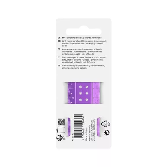 Vonalzó, műanyag, törhetetlen, 30 cm, FABER-CASTELL "Sparkle", vegyes színek