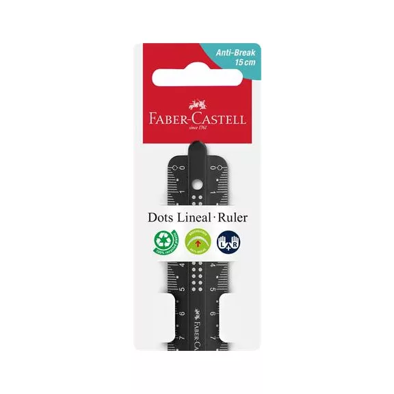 Vonalzó, műanyag, törhetetlen, 15 cm, FABER-CASTELL "Pöttyös", vegyes színek