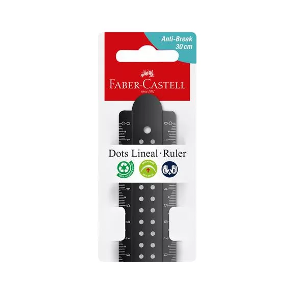 Vonalzó, műanyag, törhetetlen, 30 cm, FABER-CASTELL "Pöttyös", vegyes színek