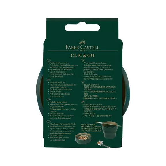 Ecsettál, műanyag, FABER-CASTELL "Click&Go", zöld