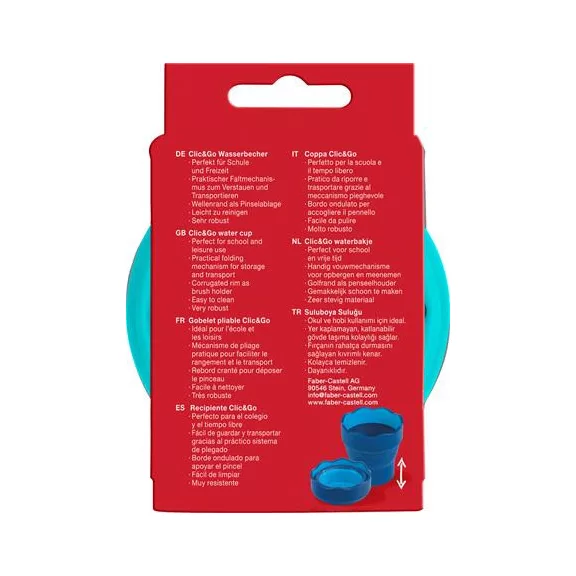 Ecsettál, műanyag, FABER-CASTELL "Click&Go", türkiz