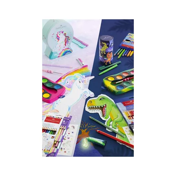 Színes ceruza készlet, háromszögletű, FABER-CASTELL "Grip Dinoszaurusz" 10+3 különböző szín