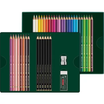   Színes- és grafitceruza készlet, FABER-CASTELL "Polychromos & Pitt Graphite Matt" , 40 db-os szett
