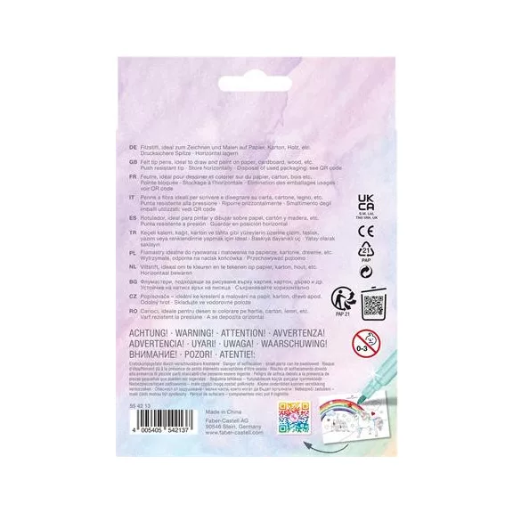 Filctoll készlet, FABER-CASTELL "Unikornis" 10 különböző szín + 3 csillámos