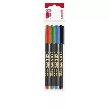   Alkoholos marker készlet, CD/DVD, 0,5 mm, ICO, 4 különböző szín