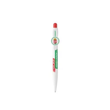  Golyóstoll, 0,8 mm, nyomógombos, fehér tolltest, ICO "Hajrá Magyarok", kék