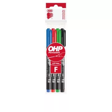   Alkoholos marker készlet, OHP, 0,5 mm, F, ICO, 4 különböző szín