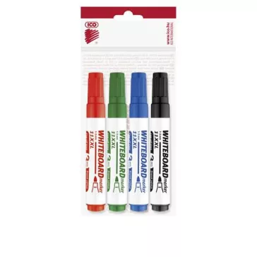   Tábla- és flipchart marker készlet, 1-3 mm, kúpos, ICO "Plan 11 XXL", 4 különböző szín