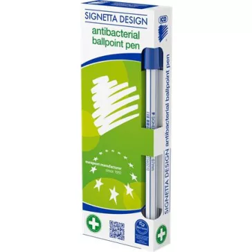  Golyóstoll, 0,7 mm, kupakos, antibakteriális, ICO "Signetta", kék