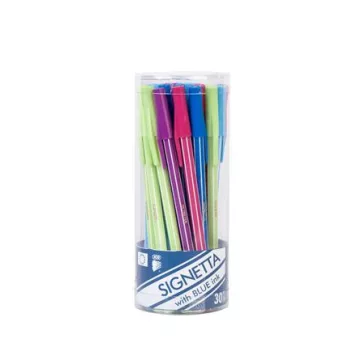  Golyóstoll, 0,7 mm, kupakos, henger alakú tartóban, ICO "Signetta Mix", kék