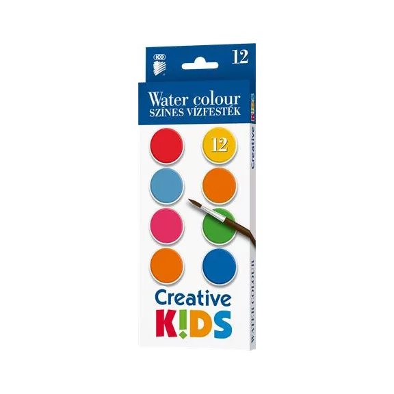 Vízfesték, 12 darabos, 28 mm, ICO "Creative Kids"