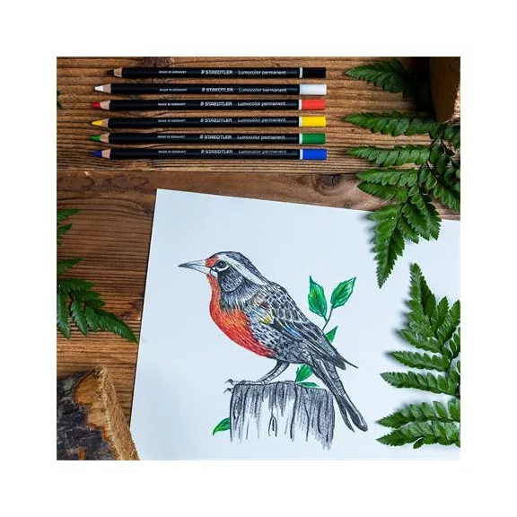 Jelölőceruza készlet, mindenre író, vízálló, STAEDTLER "Lumocolor® permanent glasochrom 108 20", 6 különböző szín