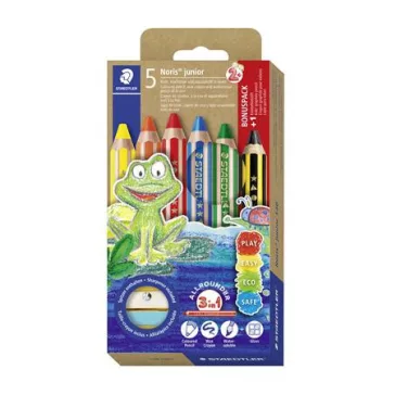  Színes ceruza készlet, grafitceruzával, hegyezővel,  jumbo, STAEDTLER "Noris® junior 140", 5+1 szín