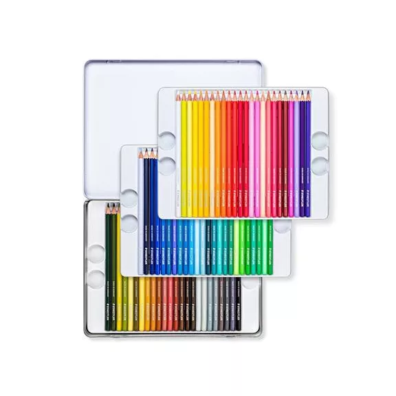 Színes ceruza készlet, hatszögletű, fémdobozos, STAEDTLER "146 C", 72 különböző szín