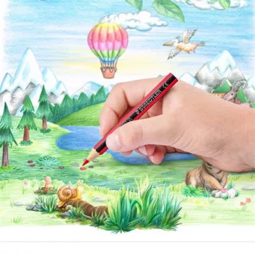   Színes ceruza készlet, hatszögletű, félhosszú, STAEDTLER "Noris Colour 185", 12 különböző szín