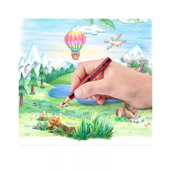 Színes ceruza készlet, hatszögletű, félhosszú, STAEDTLER "Noris Colour 185", 12 különböző szín