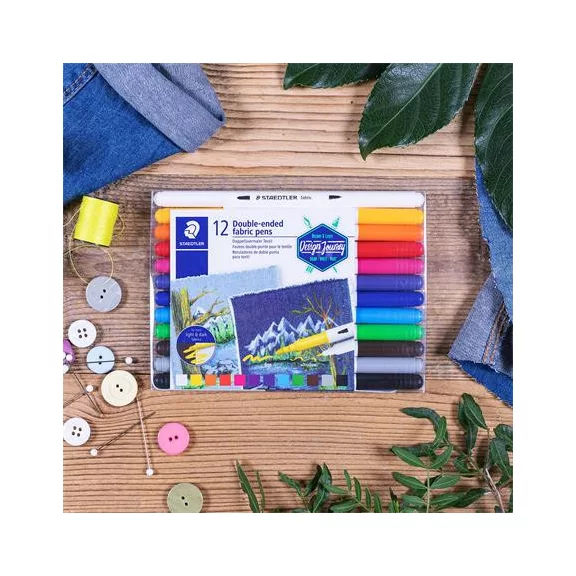 Textilfilc, kétvégű, STAEDTLER® "3190", 12 különböző szín