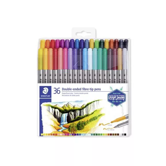 Filctoll készlet, 0,8/3,0 mm, kétvégű, STAEDTLER® "3200", 36 különböző szín Filctoll készlet, 0,8/3,0 mm, kétvégű, STAEDTLER® "3200", 36 különböző szín