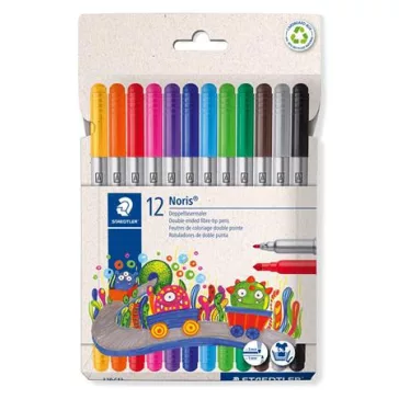  Filctoll készlet, 1-3 mm, kétvégű, kimosható, STAEDTLER "Noris® 320, 12 különböző szín