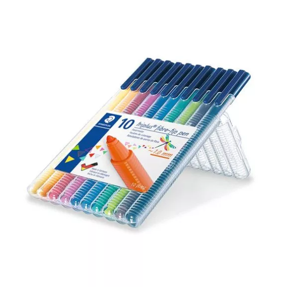 Rostirón készlet, 1 mm, STAEDTLER "Triplus 323", 10 különböző szín