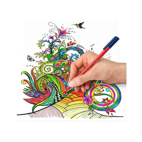 Rostirón készlet, 1 mm, STAEDTLER "Triplus 323", 10 különböző szín