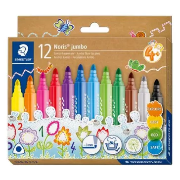   Filctoll készlet, 3 mm, háromszögletű, kimosható, STAEDTLER "Noris® jumbo 328-B", 12 szín