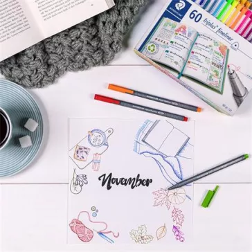  Tűfilc készlet, 0,3 mm, STAEDTLER "Triplus 334" 60 különböző szín