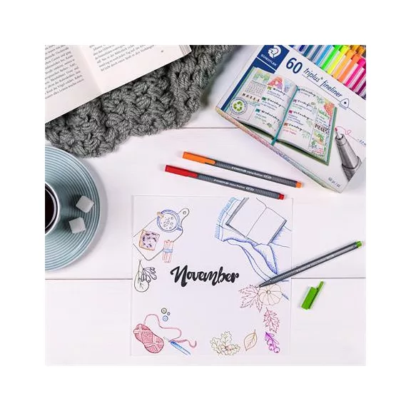 Tűfilc készlet, 0,3 mm, STAEDTLER "Triplus 334" 60 különböző szín