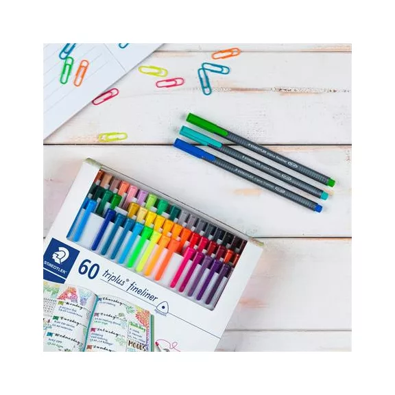 Tűfilc készlet, 0,3 mm, STAEDTLER "Triplus 334" 60 különböző szín