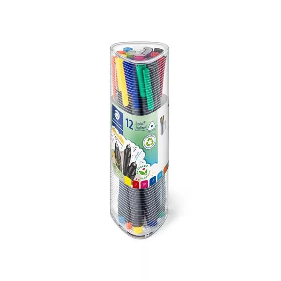 Tűfilc készlet, 0,3 mm, STAEDTLER "Triplus 334", 12 különböző szín