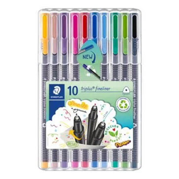   Tűfilc készlet, 0,3 mm, STAEDTLER "Triplus 334", 10 különböző szín