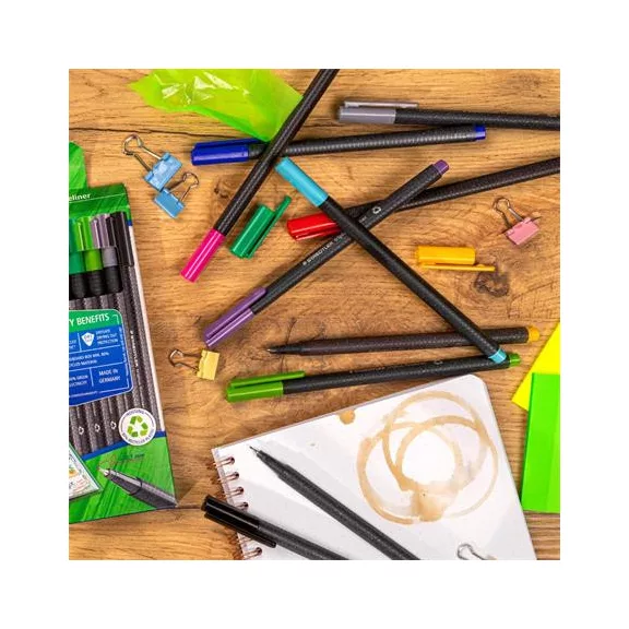 Tűfilc készlet, 0,3 mm, STAEDTLER "Triplus 334", 10 különböző szín