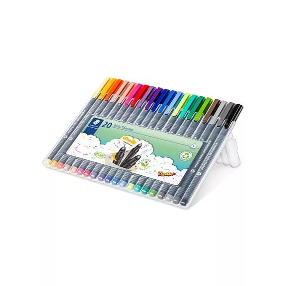 Tűfilc készlet, 0,3 mm, STAEDTLER "Triplus 334", 20 különböző szín