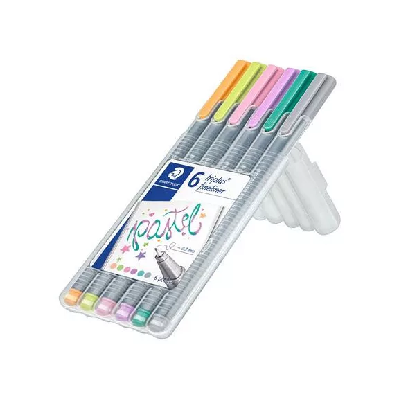 Tűfilc készlet, 0,3 mm, STAEDTLER "Triplus Pastel 334", 6 pasztell szín