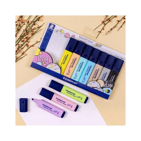 Szövegkiemelő készlet, 1-5 mm, STAEDTLER "Textsurfer Classic Pastel 364 C", 10 különböző szín