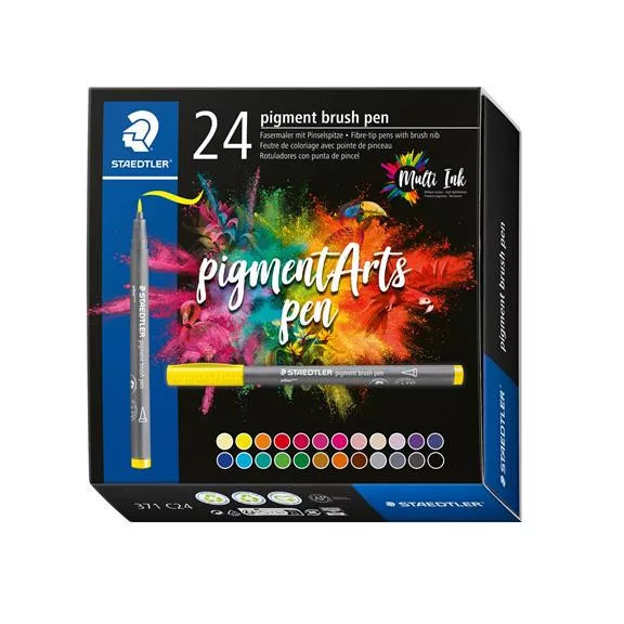 Ecsetirón készlet, STAEDTLER "Pigment brush 371", 24 különböző szín Ecsetirón készlet, STAEDTLER "Pigment brush 371", 24 különböző szín