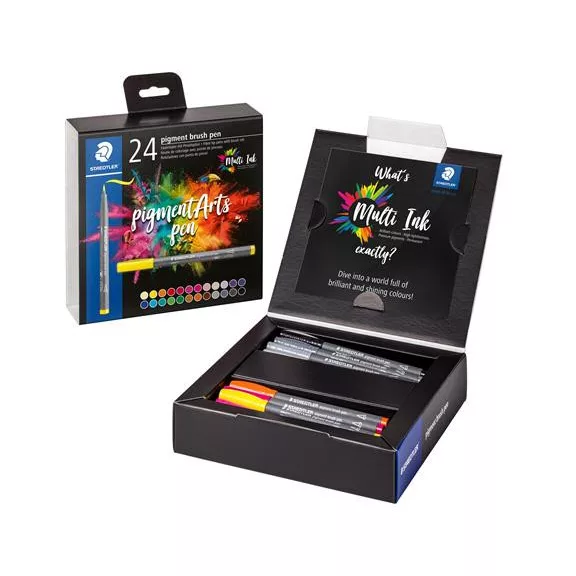 Ecsetirón készlet, STAEDTLER "Pigment brush 371", 24 különböző szín Ecsetirón készlet, STAEDTLER "Pigment brush 371", 24 különböző szín