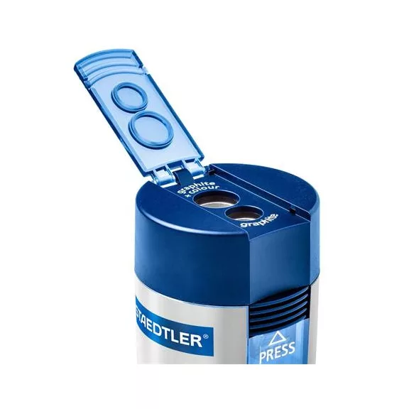 Hegyező, kétlyukú, tartályos, STAEDTLER "512", kék Hegyező, kétlyukú, tartályos, STAEDTLER "512", kék