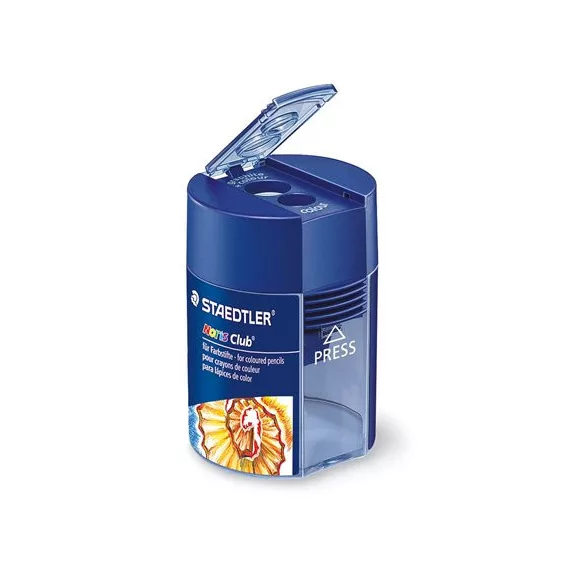 Hegyező, kétlyukú, tartályos, STAEDTLER "Noris 512 F", kék