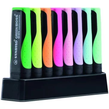   Szövegkiemelő készlet, 2-5 mm, STABILO "Green Boss Pastel", 8 db-os asztali készlet