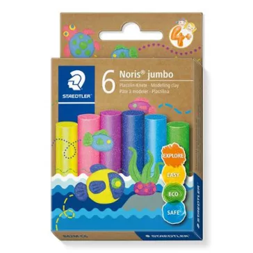   Modellező gyurma készlet, STAEDTLER "Noris® jumbo 842", 6 különböző csillámos szín