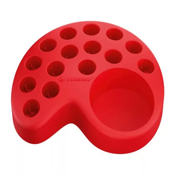 Színes ceruza készlet asztali tartóban, kerek, vastag, STABILO "Woody 3 in 1", 15 különböző szín, hegyezővel